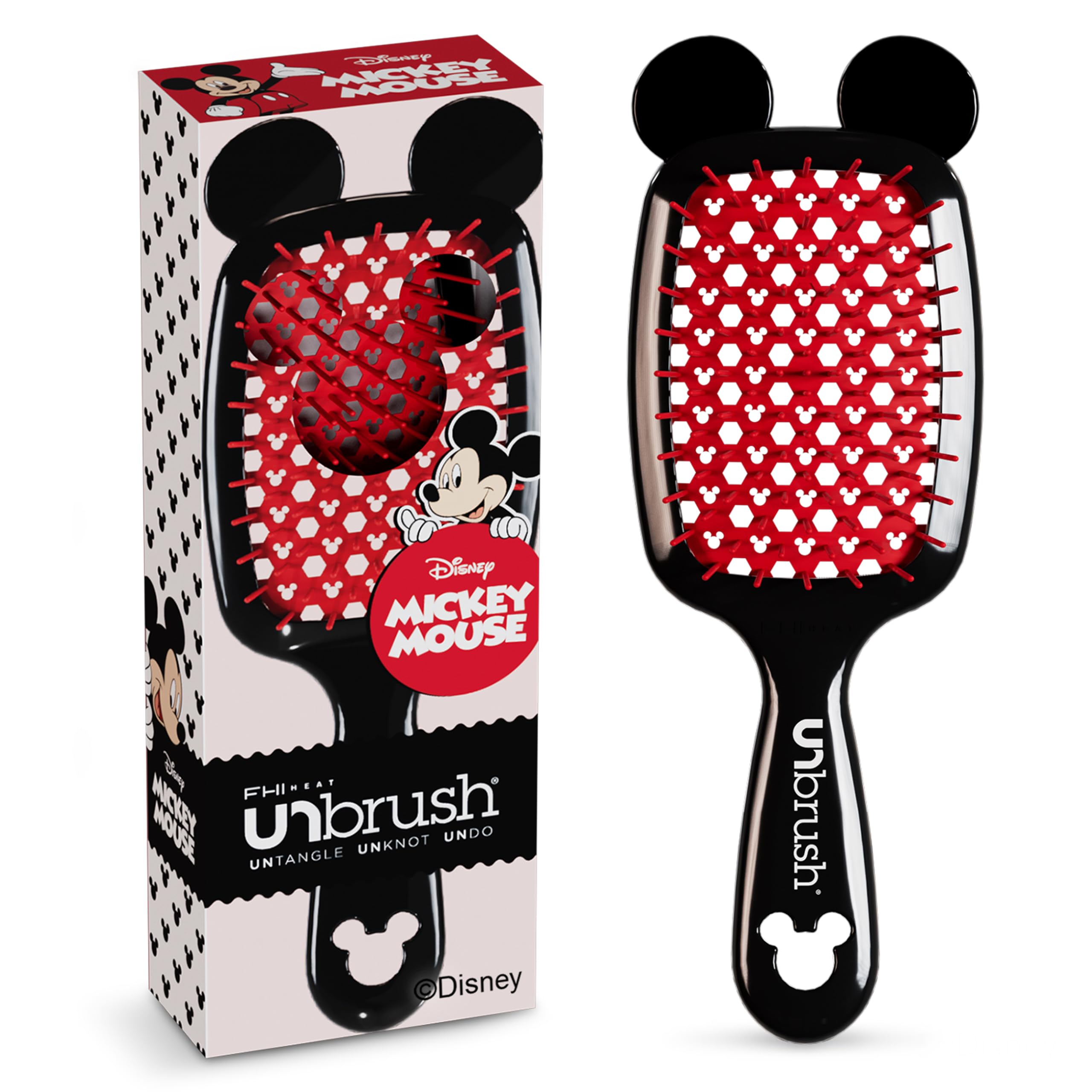FHI Heat UNbrush Mickey close-up showing dual-length bristles for gentle detangling