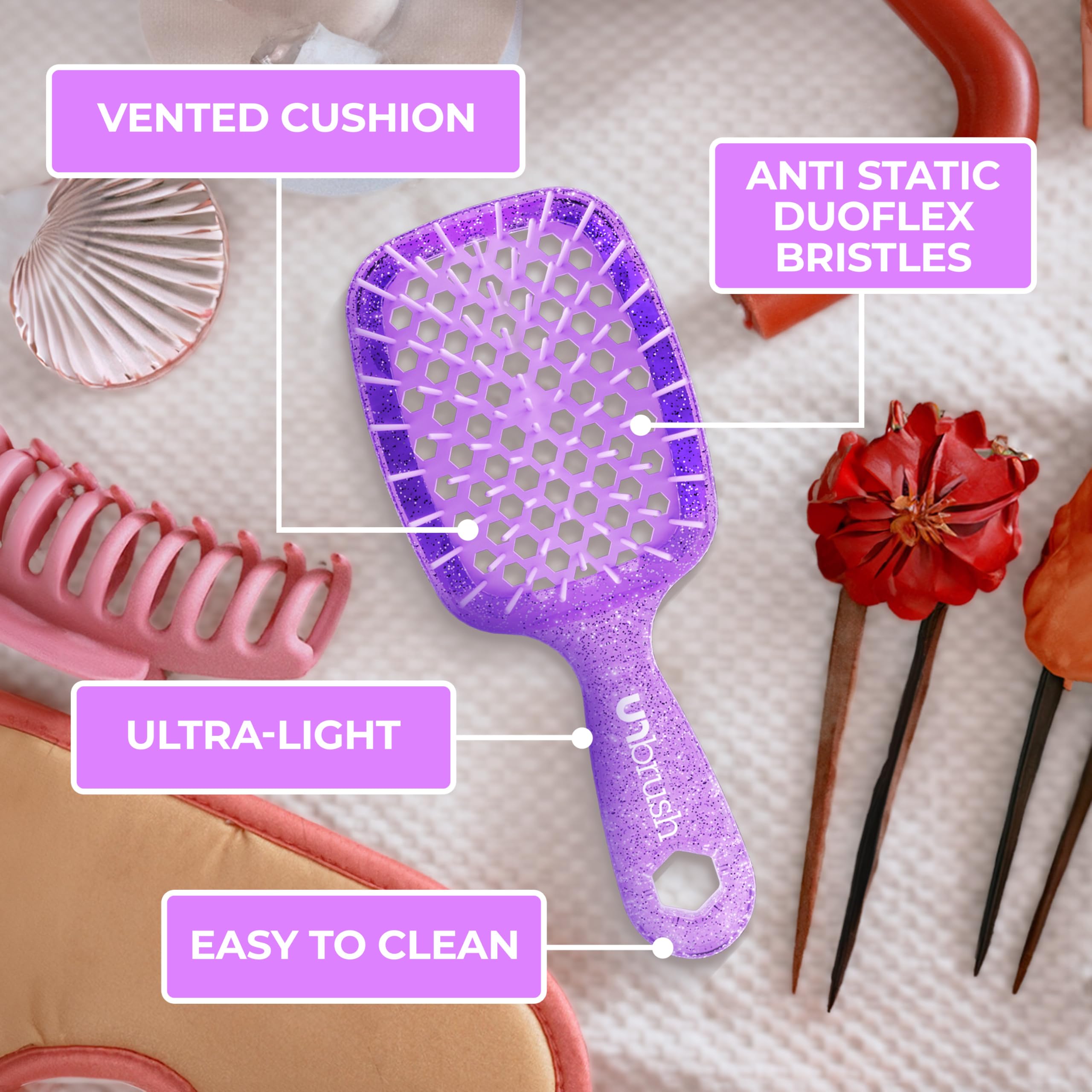 FHI Heat UNbrush Mini features 47 long bristles for deeper reach