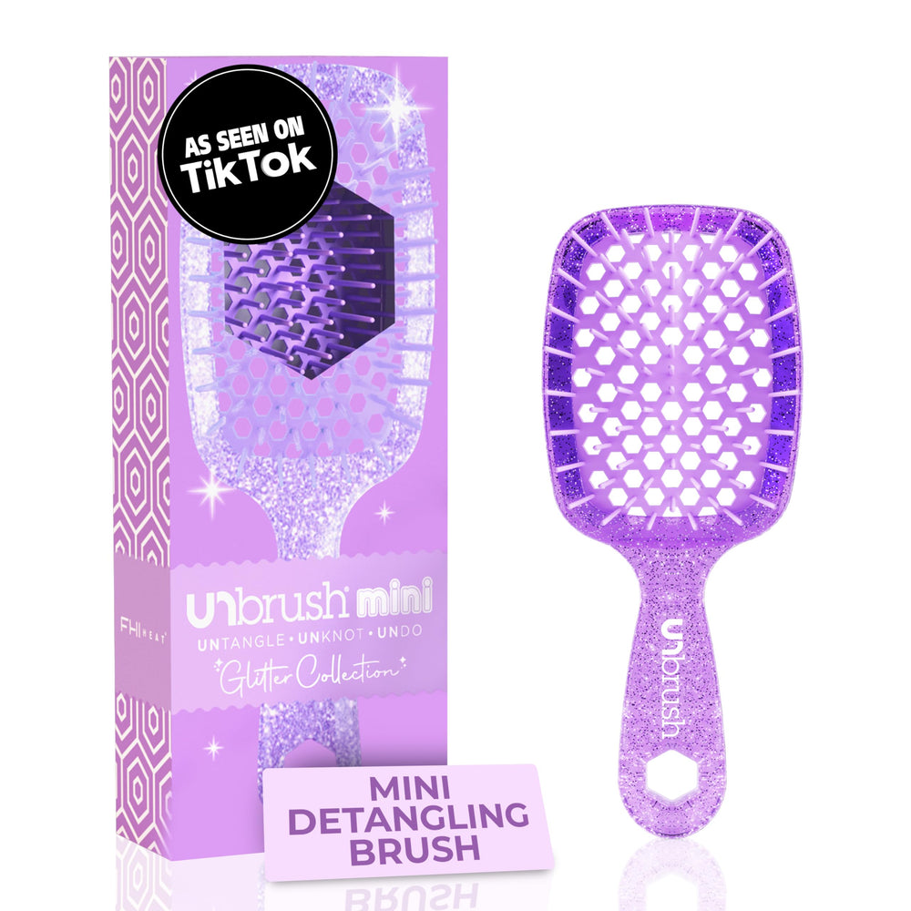 FHI Heat UNbrush Mini Detangler Brush with dual-length bristles for painless detangling