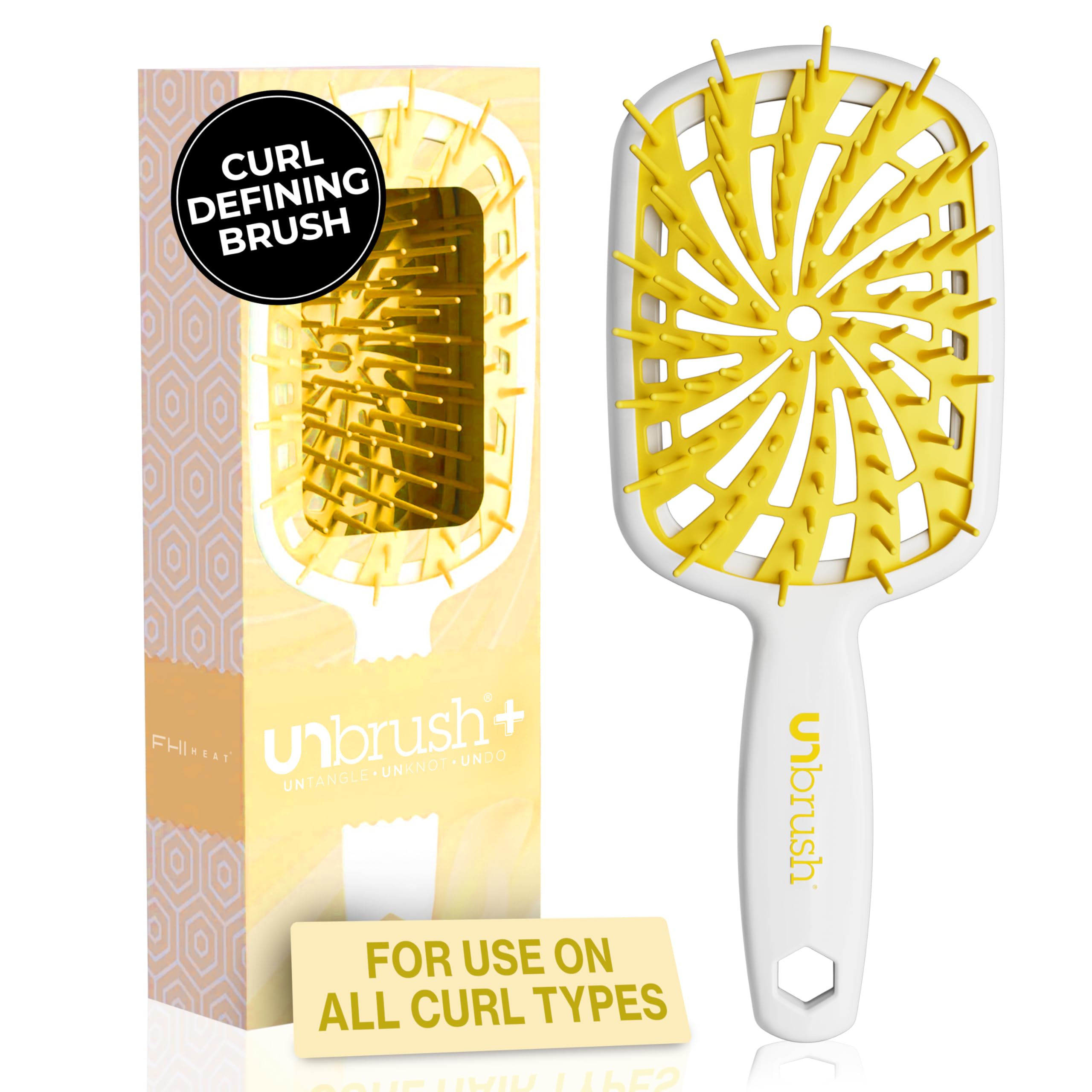 FHI Heat UNbrush Plus closeup of 84 UltraFlex bristles for gentle detangling on fragile hair