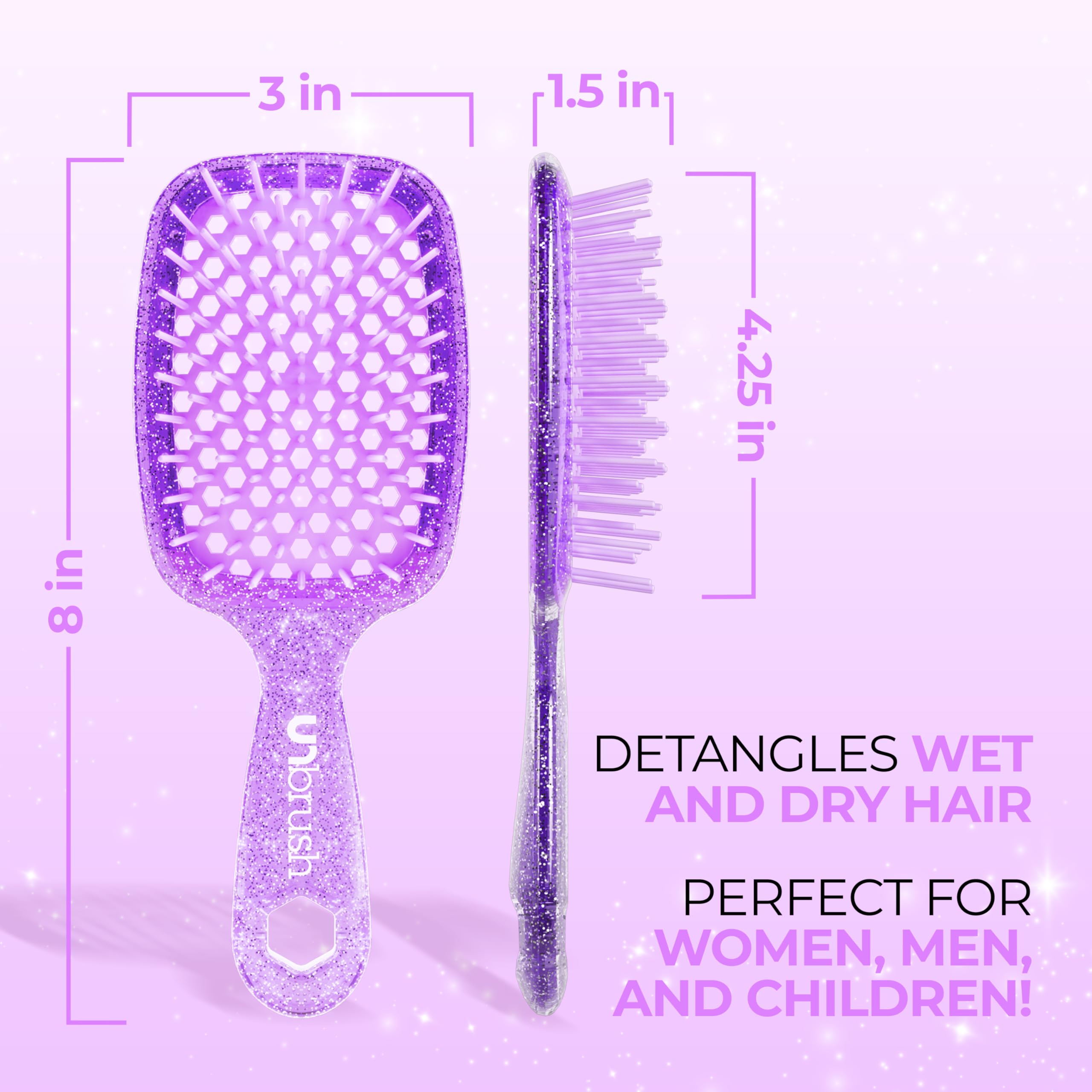 FHI Heat UNbrush wet-dry use illustration — versatile detangler for all hair types
