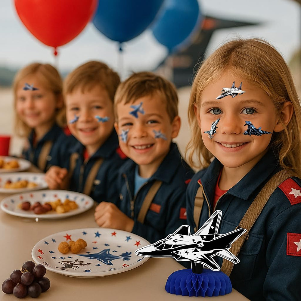 Conjunto para fiestas temáticas de aviones y pilotos