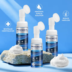 FIGTORUS Minoxidil foam close-up shows creamy texture for quick scalp absorption.