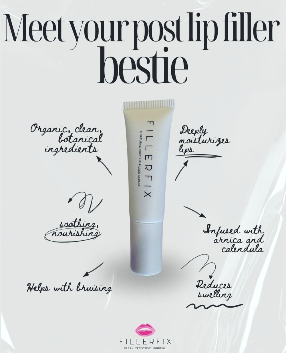 FillerFix lip filler aftercare packaging highlights PET tested stability