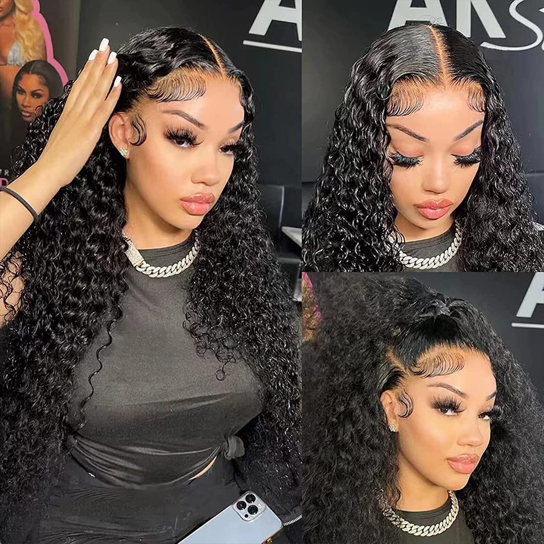 Filrku HD transparent lace wig blends with skin for an invisible finish.