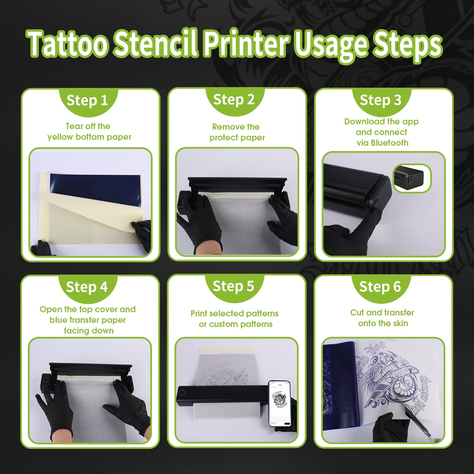 Filter Tattoo Practice Skin and transfer paper for safe, realistic practice sessions.