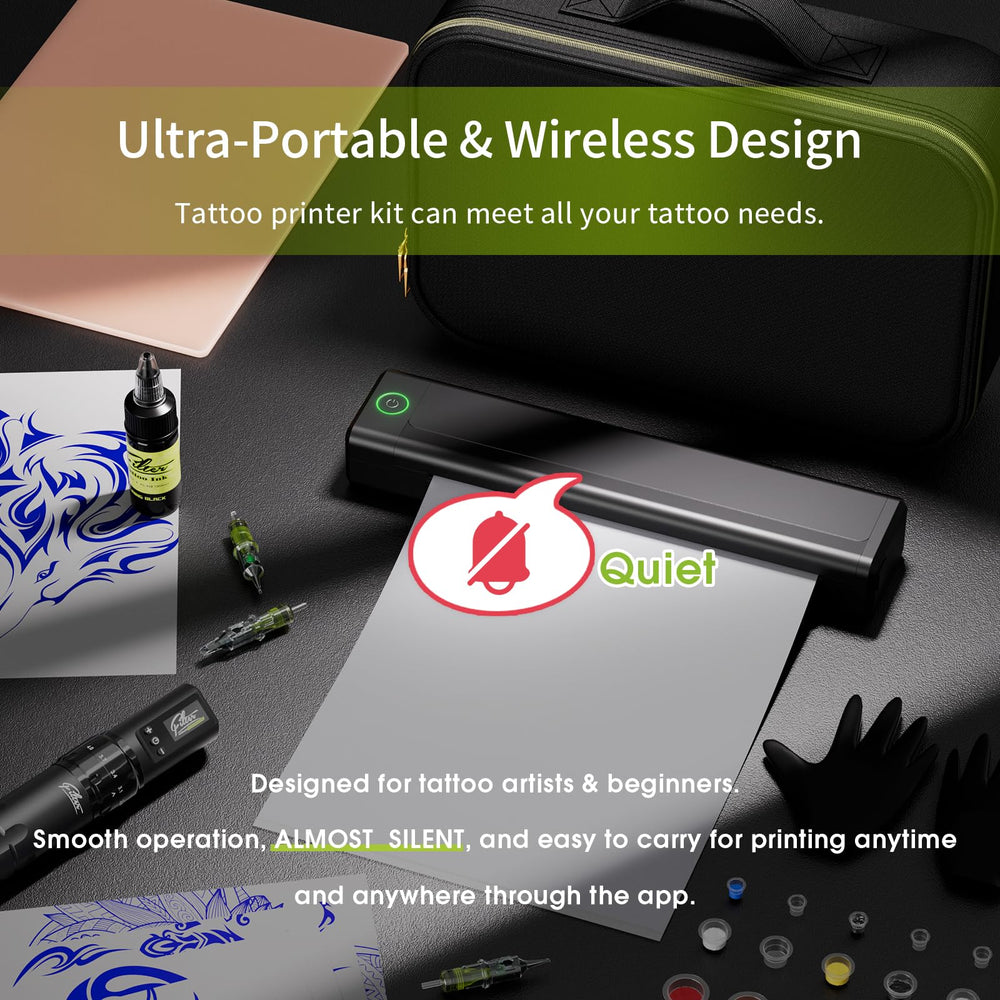 Filter Tattoo Stencil Printer wireless design reduces cable clutter during sessions.