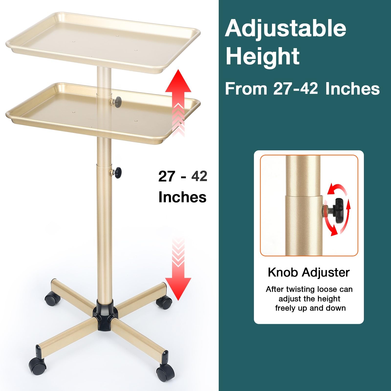Findabetter champagne gold salon tray quickly disassembles for simple cleaning and sanitation.