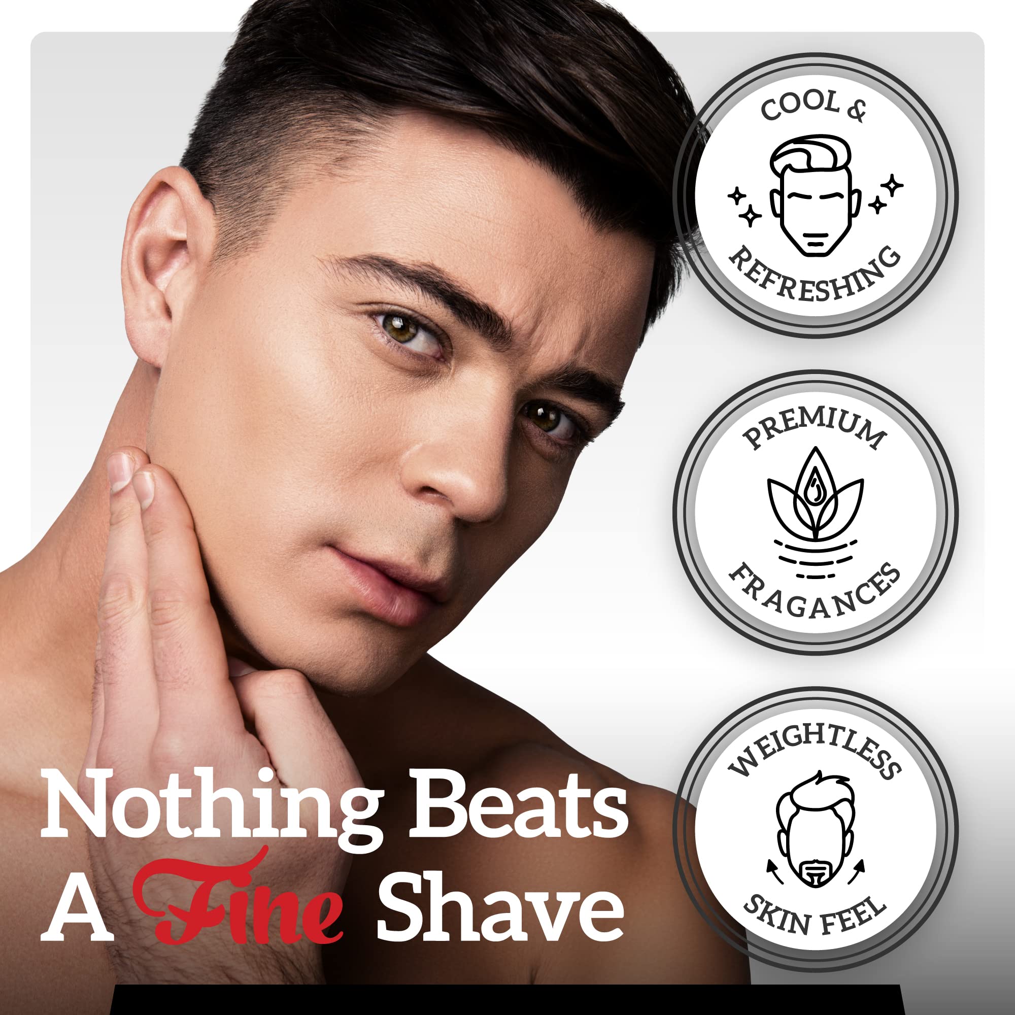 Fine Mr. Fine aftershave application palm shows soothing post shave care