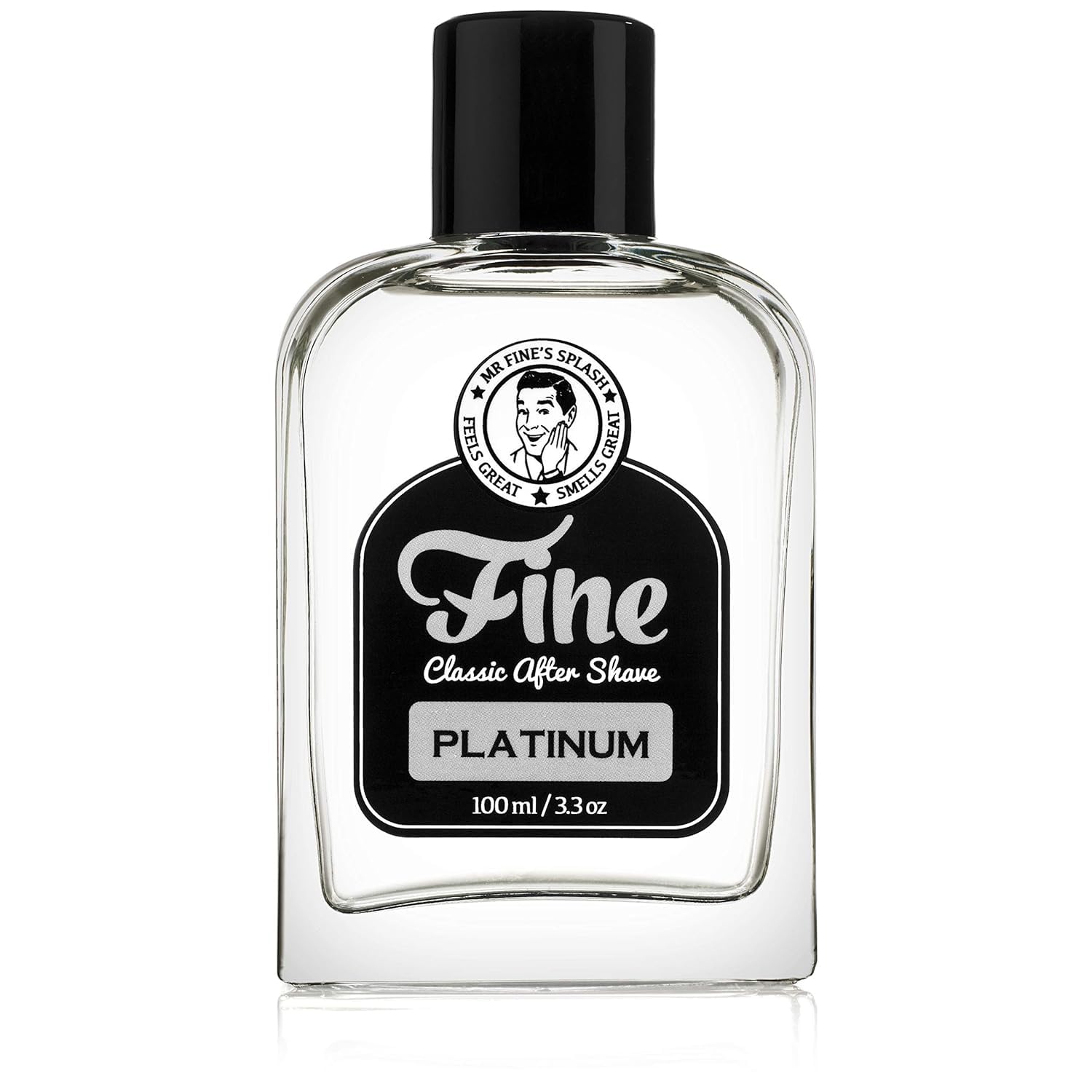 Fine Mr Fine Aftershave platinum bottle in classic barbershop setting