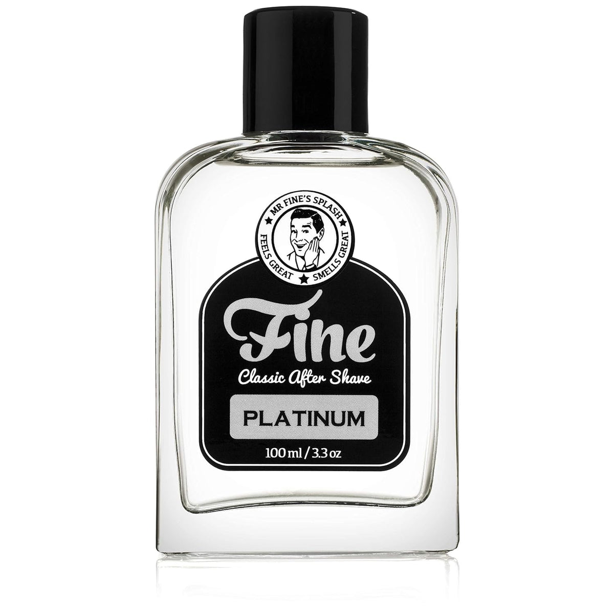 Fine Mr Fine Aftershave platinum bottle in classic barbershop setting