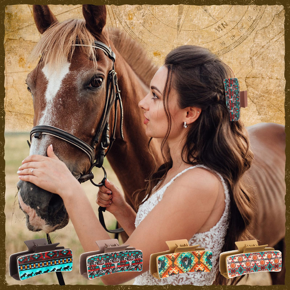 FineCheer beige leather clip adds easy, comfortable western flair to hair.