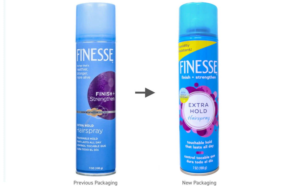 FINESSE spray-mist closeup shows even dispersion for controlled styling.