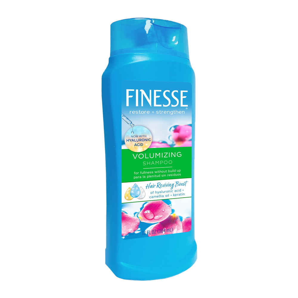 FINESSE Volumize bottle front shows potential for fuller hair and easy styling