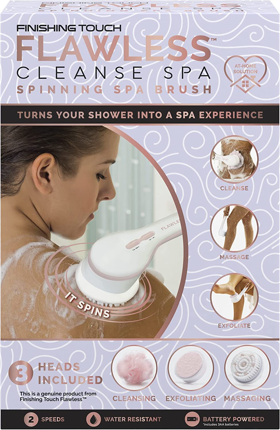 In-use Finishing Touch Flawless Cleanse Spa demonstrates a spa-like routine at home.