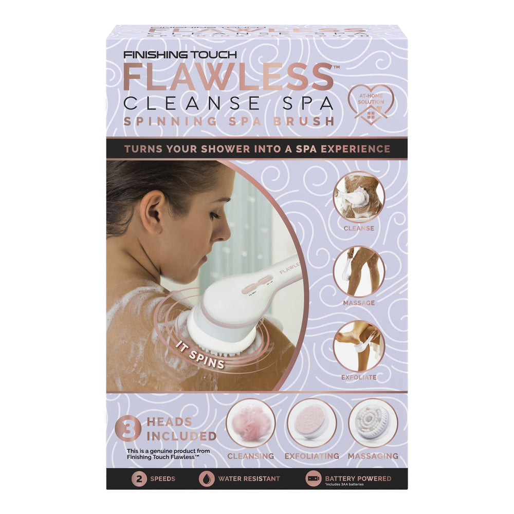 Stainless steel shower hook keeps Finishing Touch Flawless Cleanse Spa within reach.