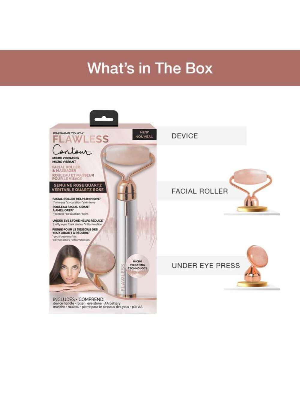 Finishing Touch Flawless Contour rose quartz attachment head for exfoliating massage