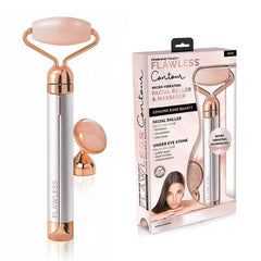 Finishing Touch Flawless Contour rose quartz roller for soothing facial massage and circulation