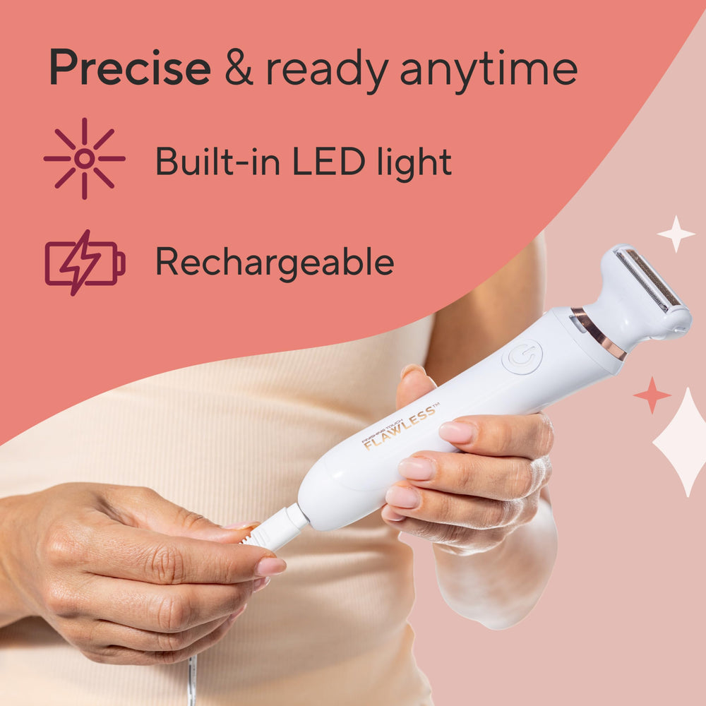 Finishing Touch Flawless two-blade technology supports sensitive skin with fewer nicks