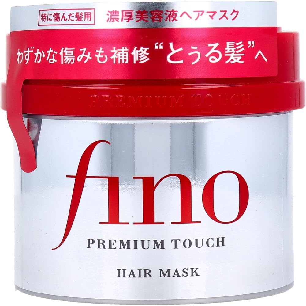 Fino Premium Touch Hair Mask tube closeup with nourishing oils for dry hair.