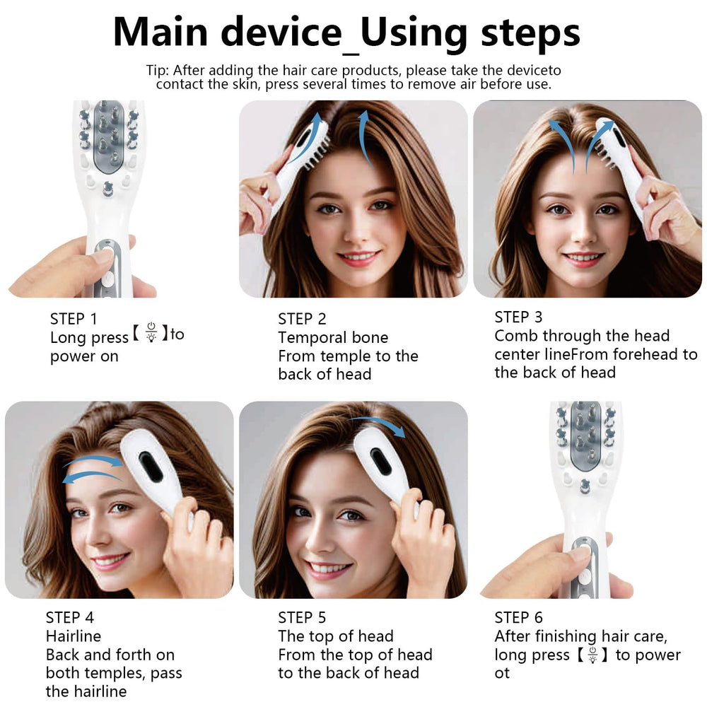 Fiogeo Laser Therapy Hair Growth Comb shows compact design for easy, cordless sessions