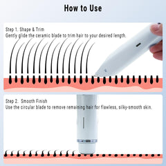 FIONOFY dual-head switch simplifies trimming legs and bikini area.