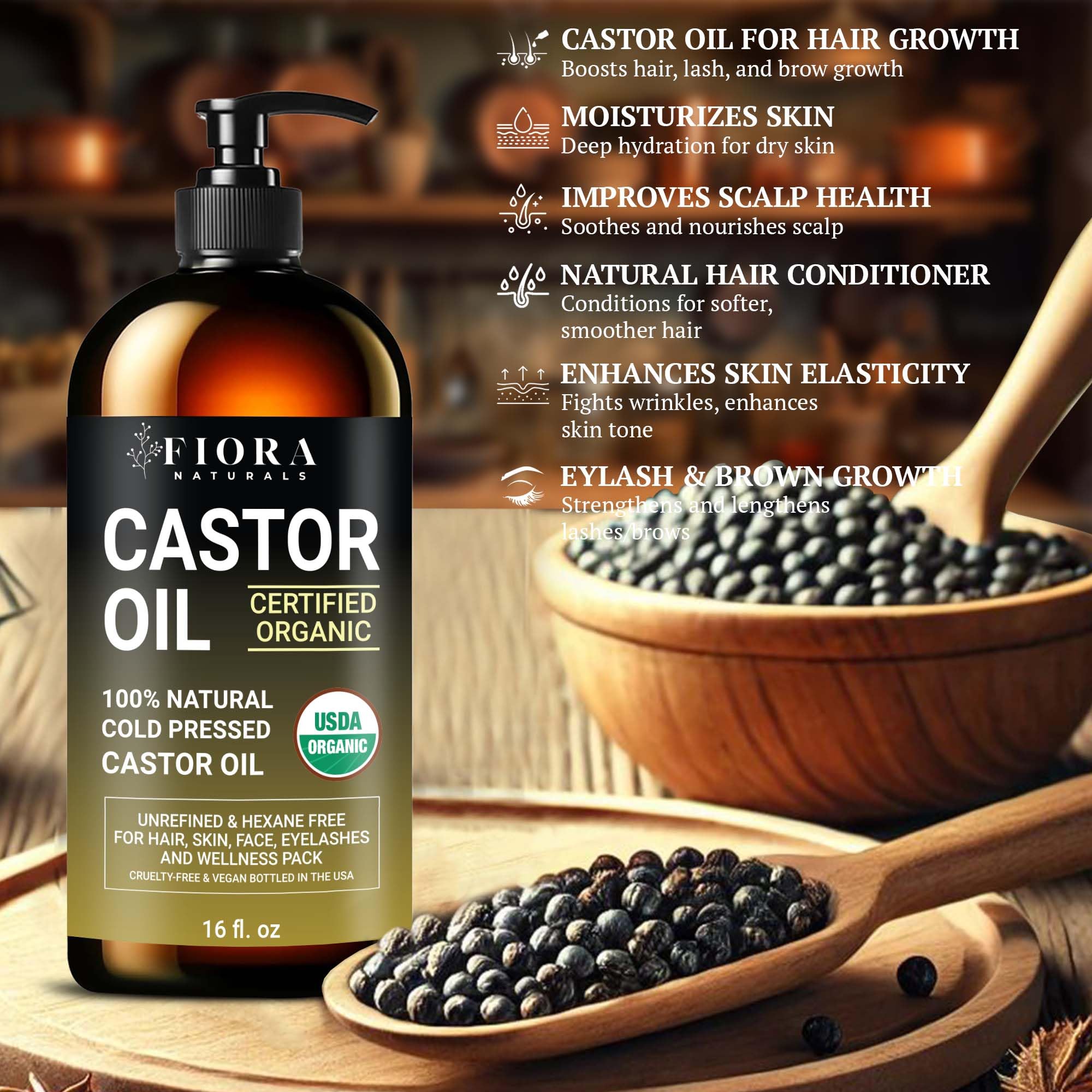 Amber glass bottle protects purity and freshness from oxidation.