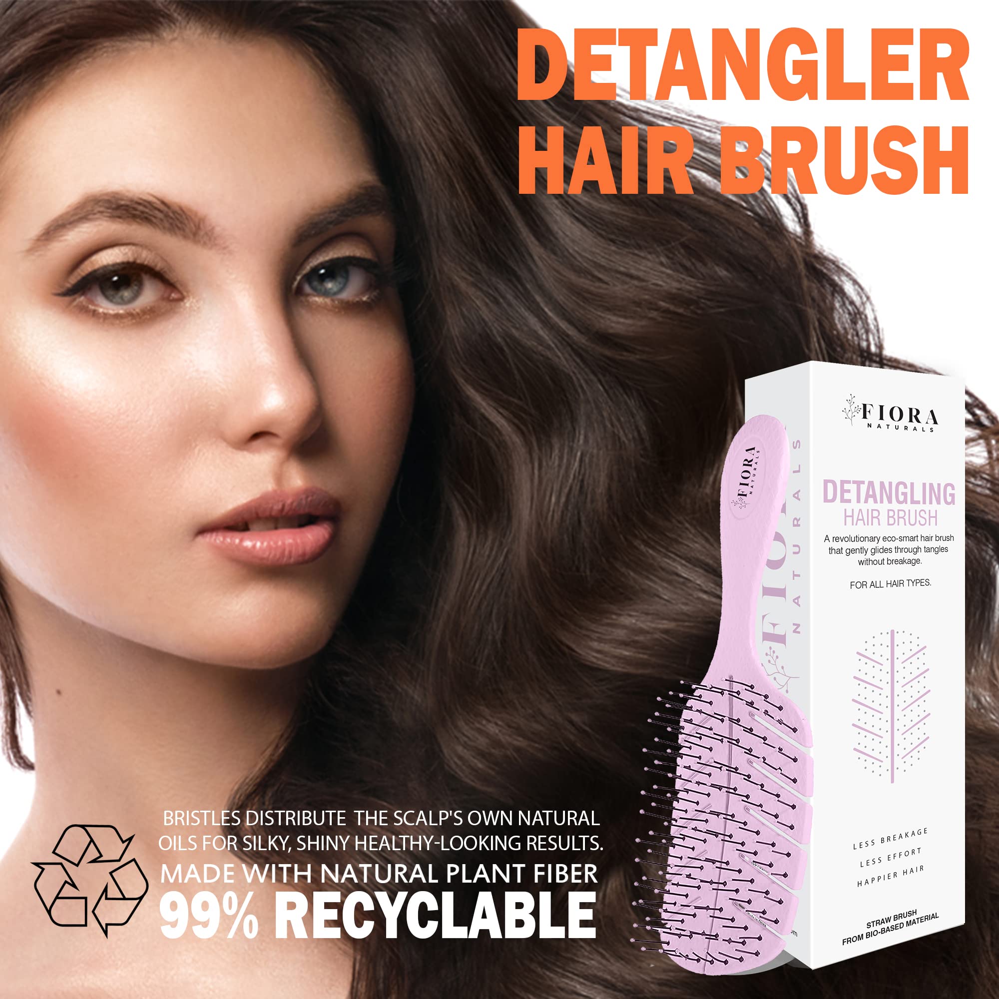 Fiora Naturals Detangler Brush made from bio-friendly materials for sustainable care