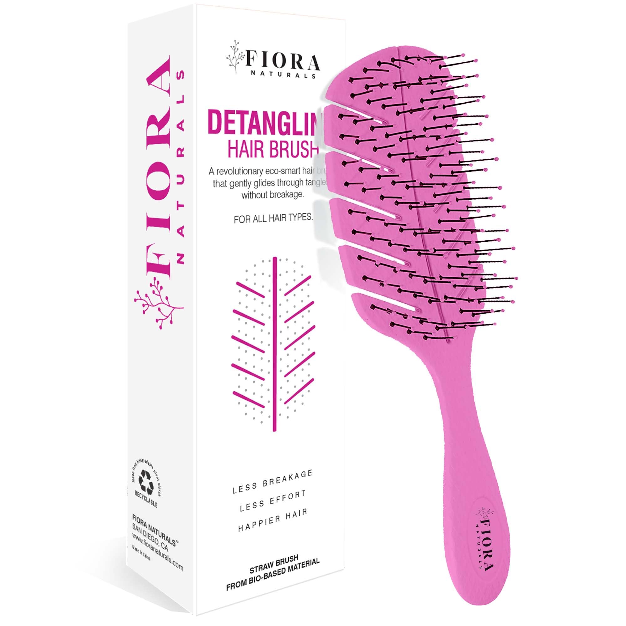 Fiora Naturals Detangler Brush biodegradable-material emphasizes eco-friendly, recyclable construction.