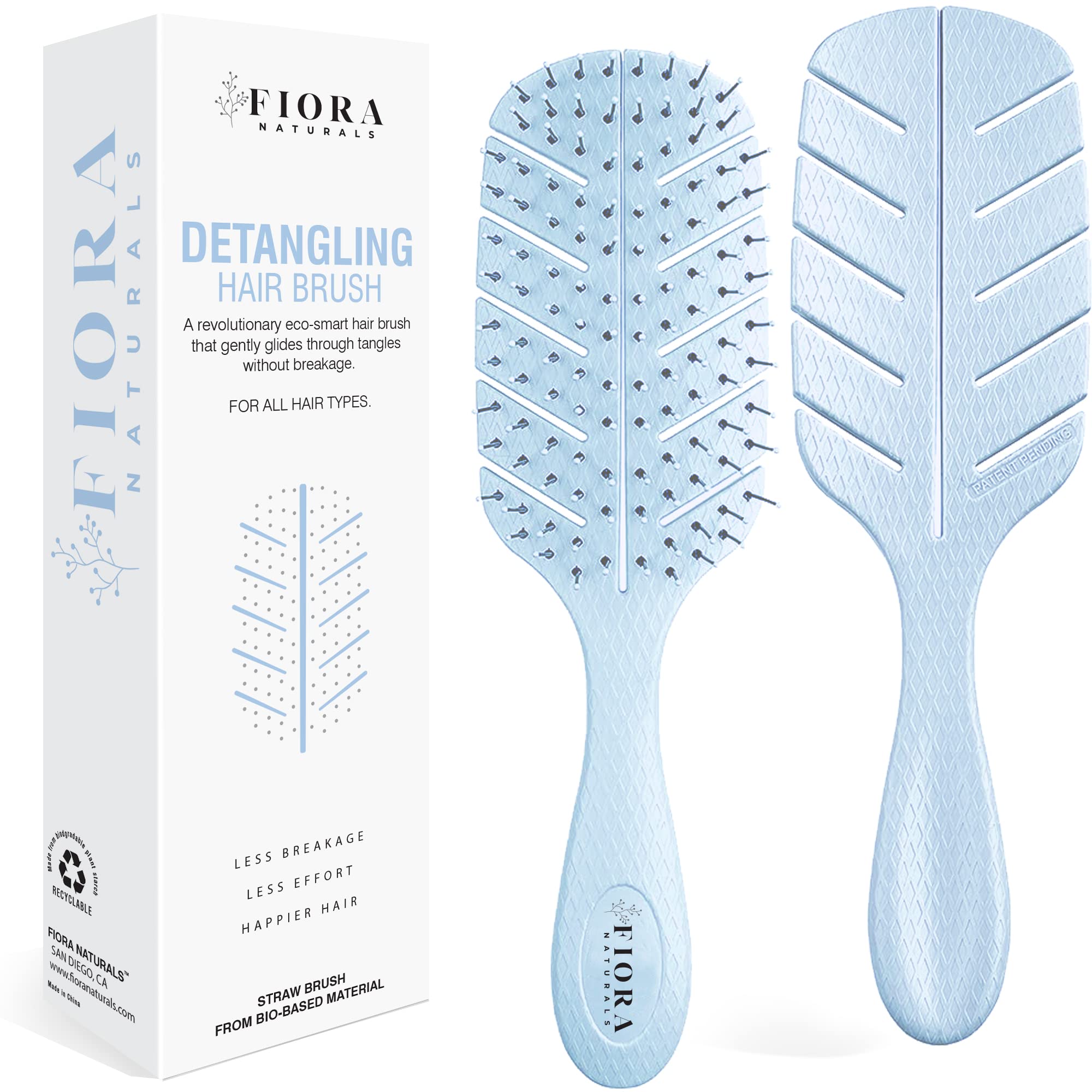Fiora Naturals Detangler Brush closeup bristles for gentle detangling