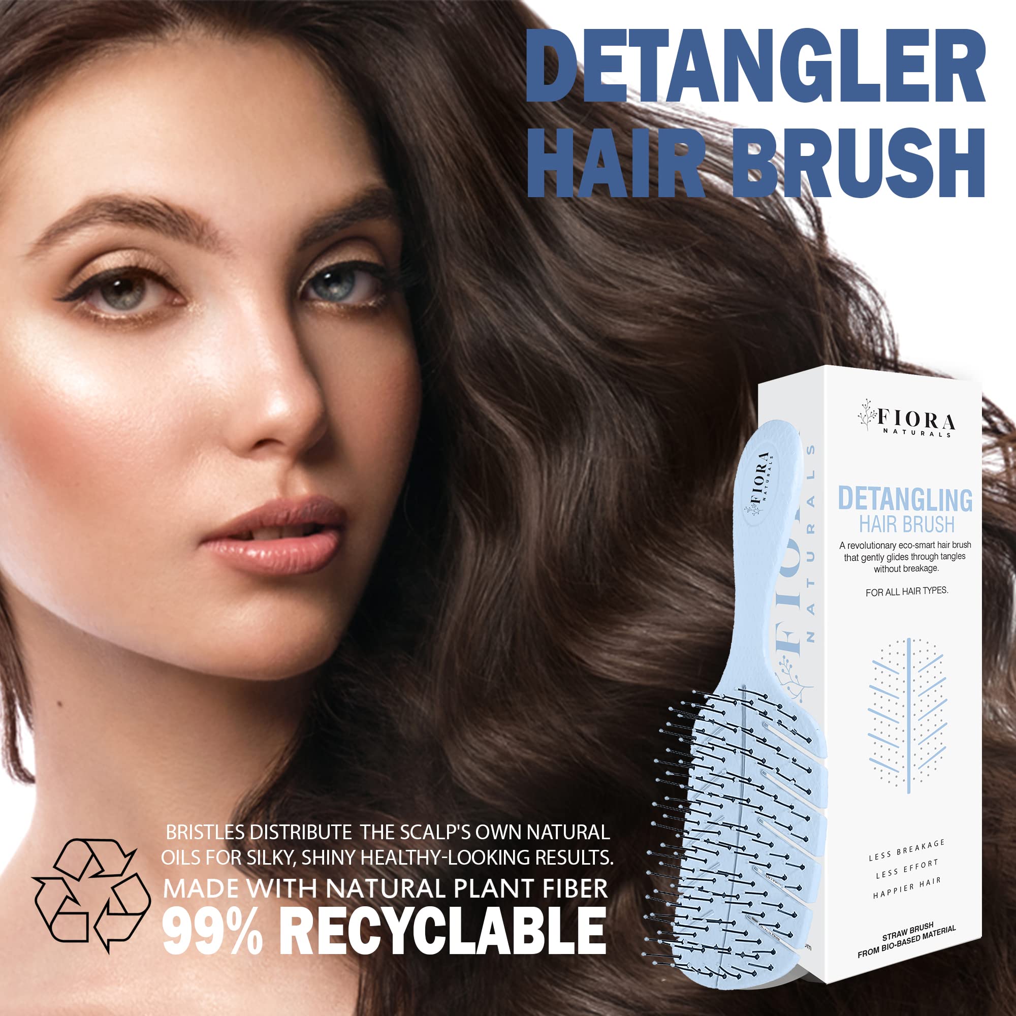 Fiora Naturals Detangler Brush ergonomic handle for comfortable detangling