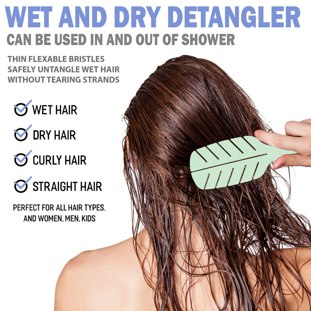 Fiora Naturals Detangler Brush hair dry use shows quick detangle and reduced drying time.