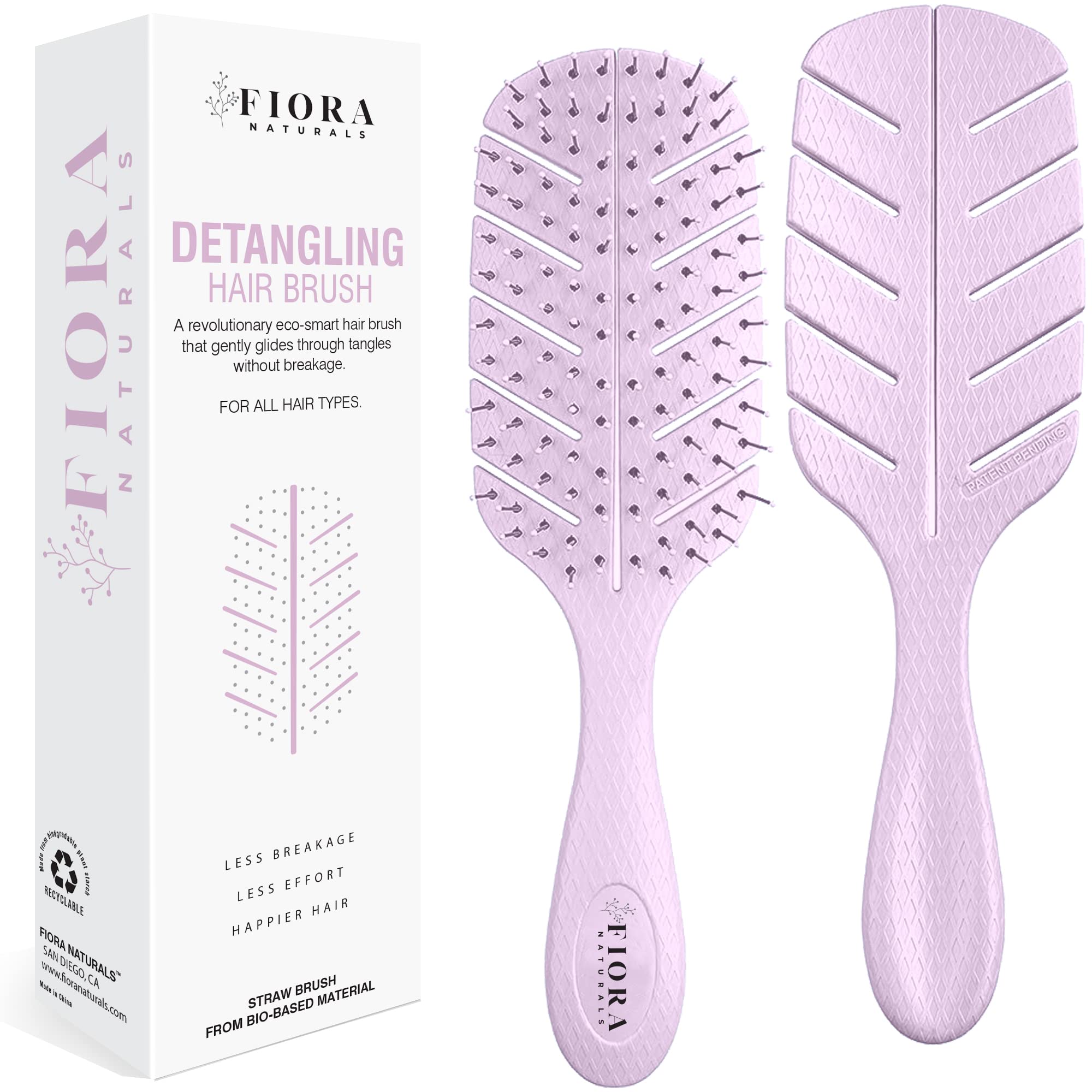 Fiora Naturals Detangler Brush with ultra-soft bristles for gentle detangling