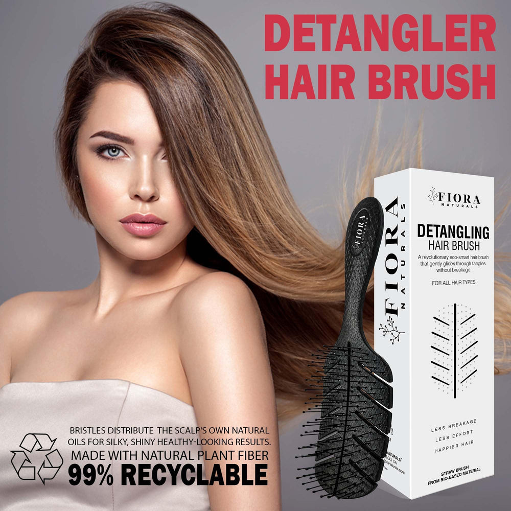 Fiora Naturals Detangler Brush vented design speeds up drying with airflow.