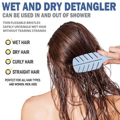 Fiora Naturals Detangler Brush wet-hair use eases knot removal