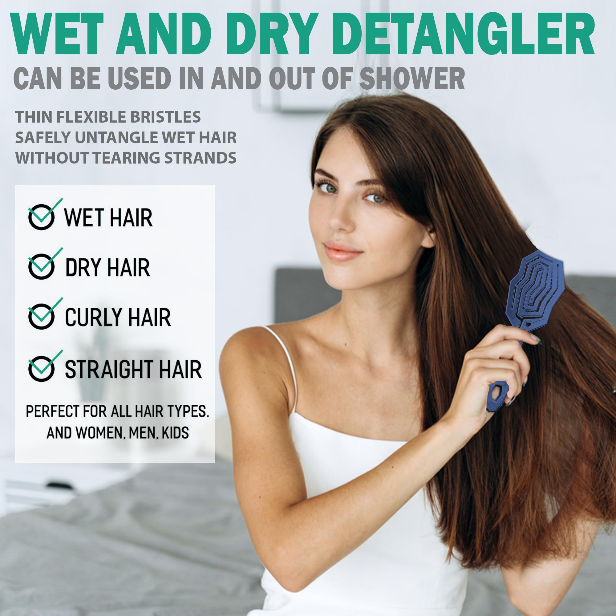 Fiora Naturals detangling brush ergonomic handle for secure grip during styling