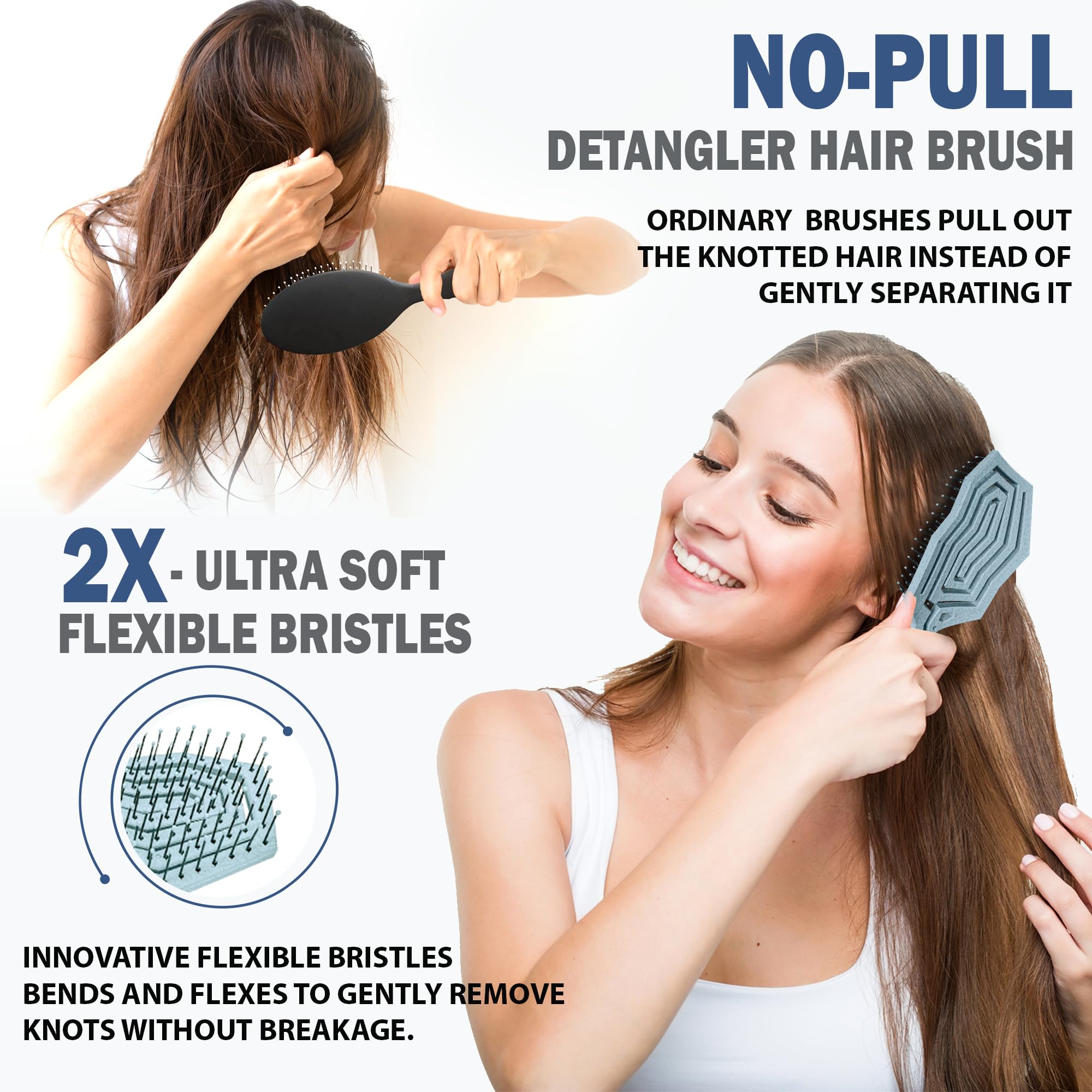 Fiora Naturals Detangling Brush vented drying design reduces moisture with airflow.