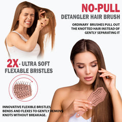 Fiora Naturals detangler brush in hands demonstrating knot glide.