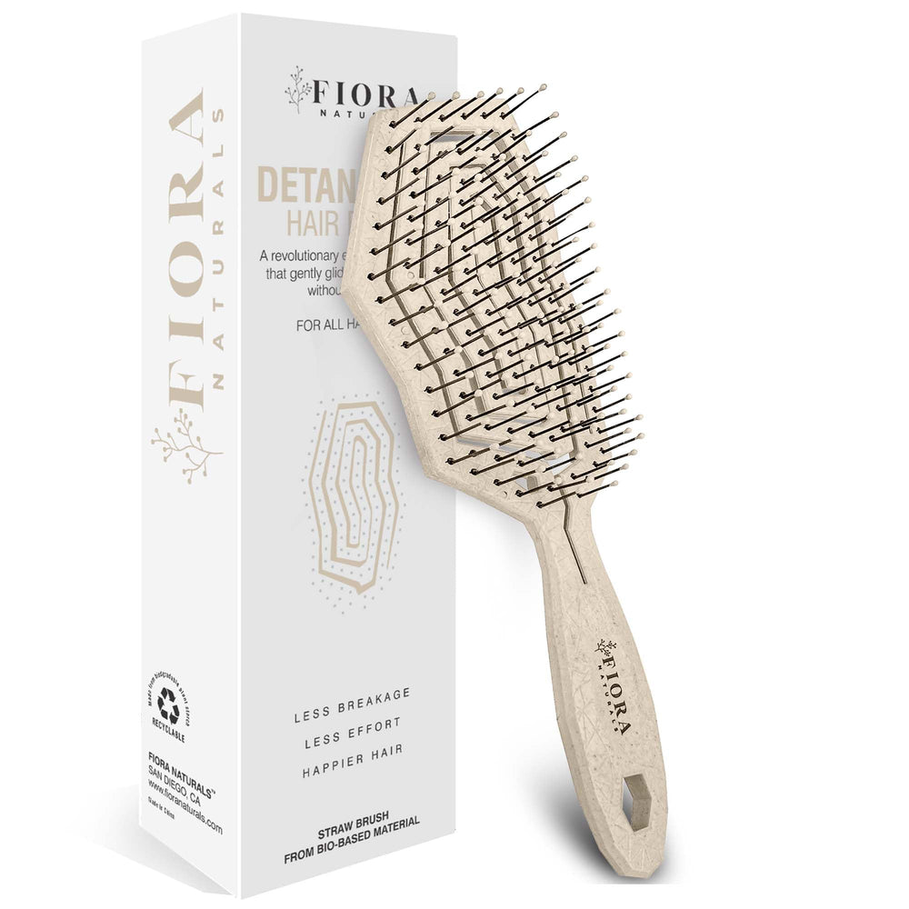Fiora Naturals Hair Detangling Brush no-pull: gentle knots without breakage for smooth hair