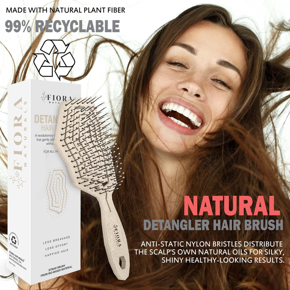 Fiora Naturals Detangling Brush works on wet or dry hair