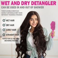Fiora Naturals kids detangler brush soft bristles easing morning tangles.