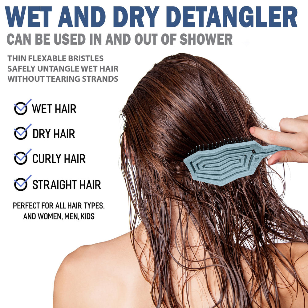 Fiora Naturals Kids Detangler Brush soft spiral bristles for tear-free morning routine.