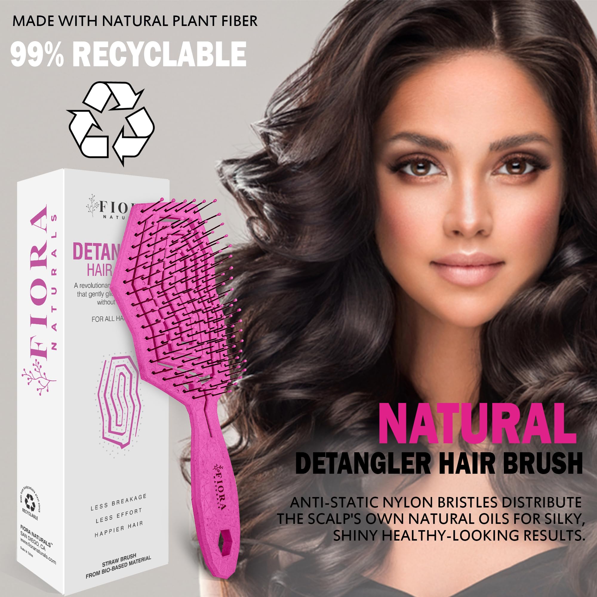Fiora Naturals detangler for wet or dry hair removes knots gently.