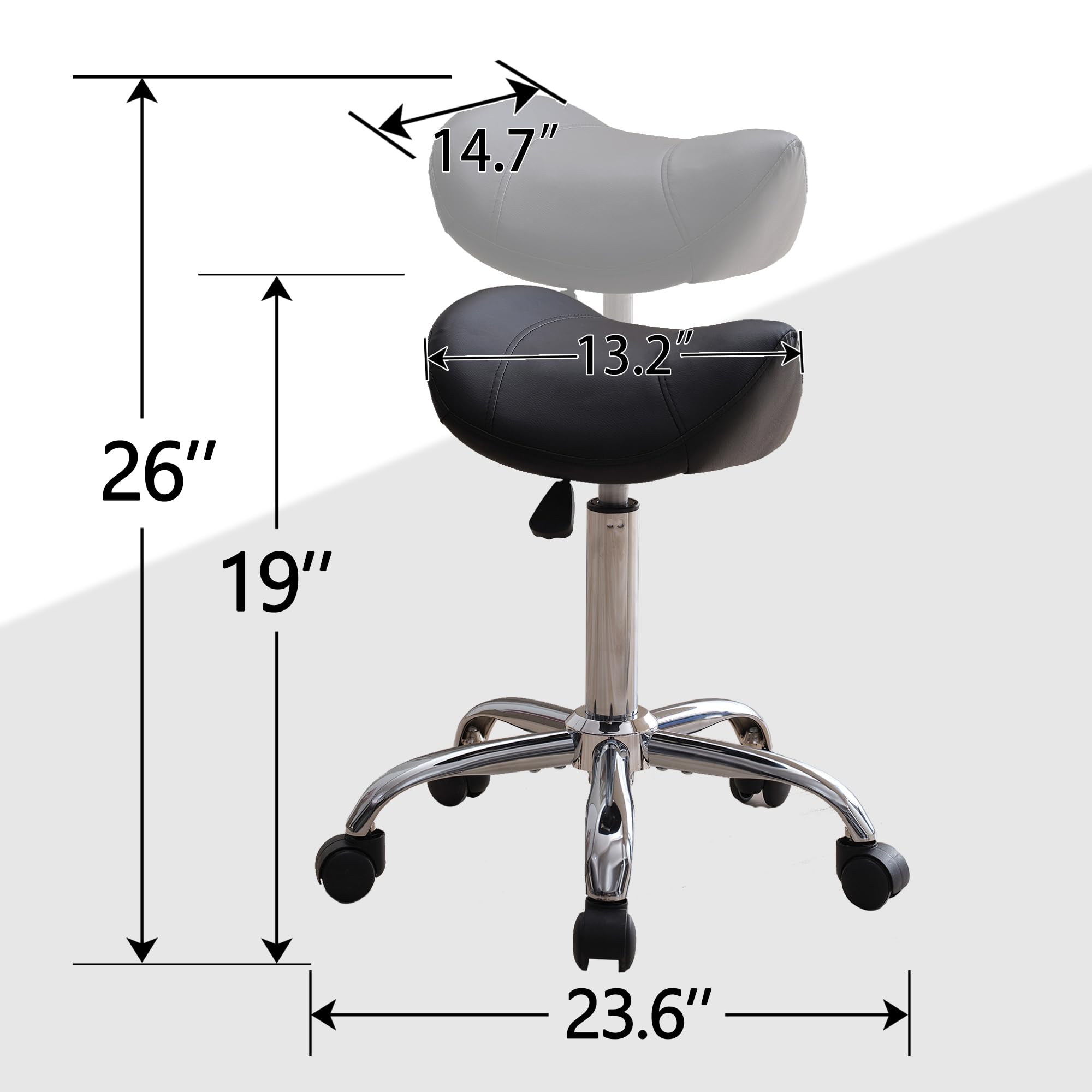 FIRAVOE Saddle Stool 360-degree swivel for easy rotation and reach