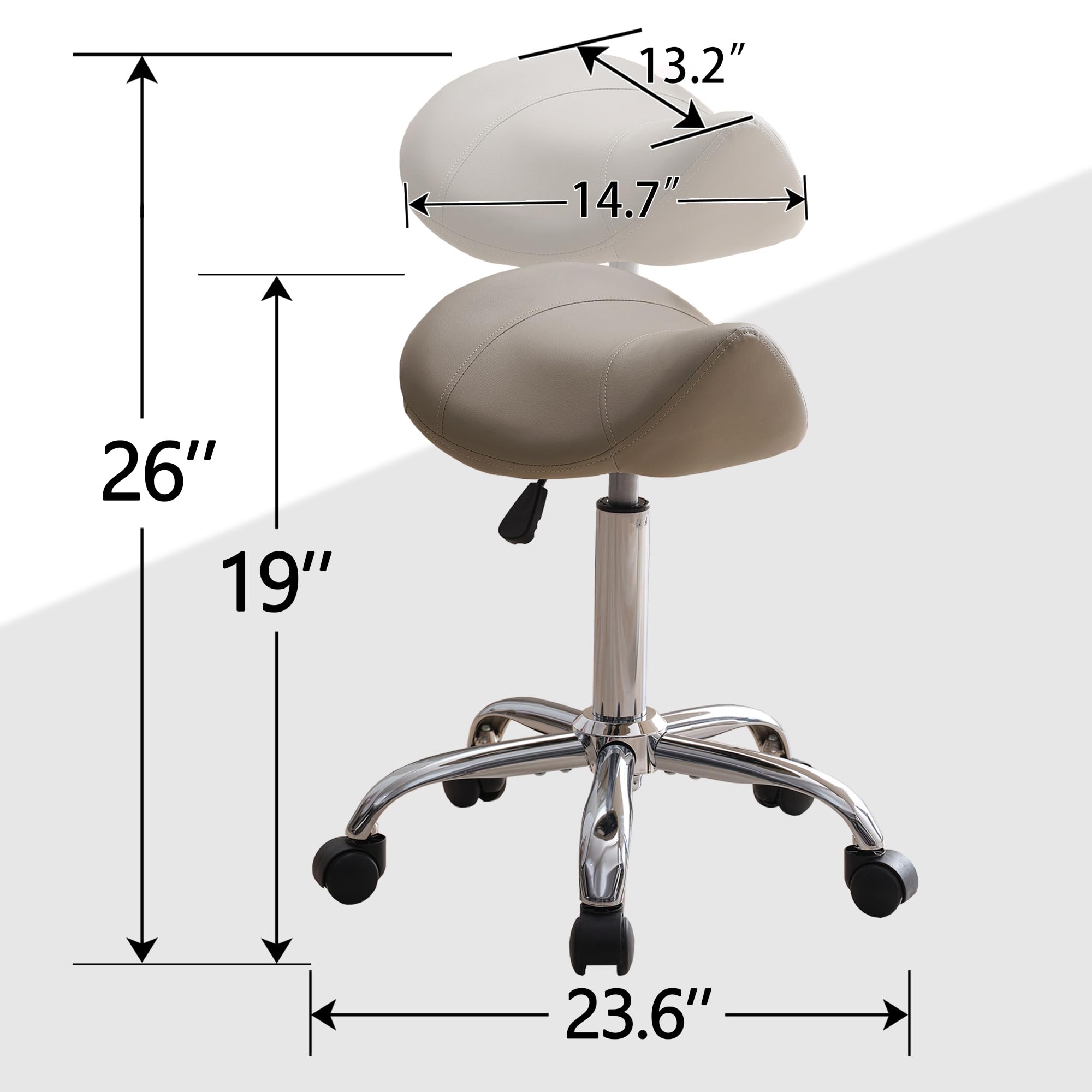 FIRAVOE Saddle Stool 360 swivel enables smooth, quiet rotations for efficient workflow.