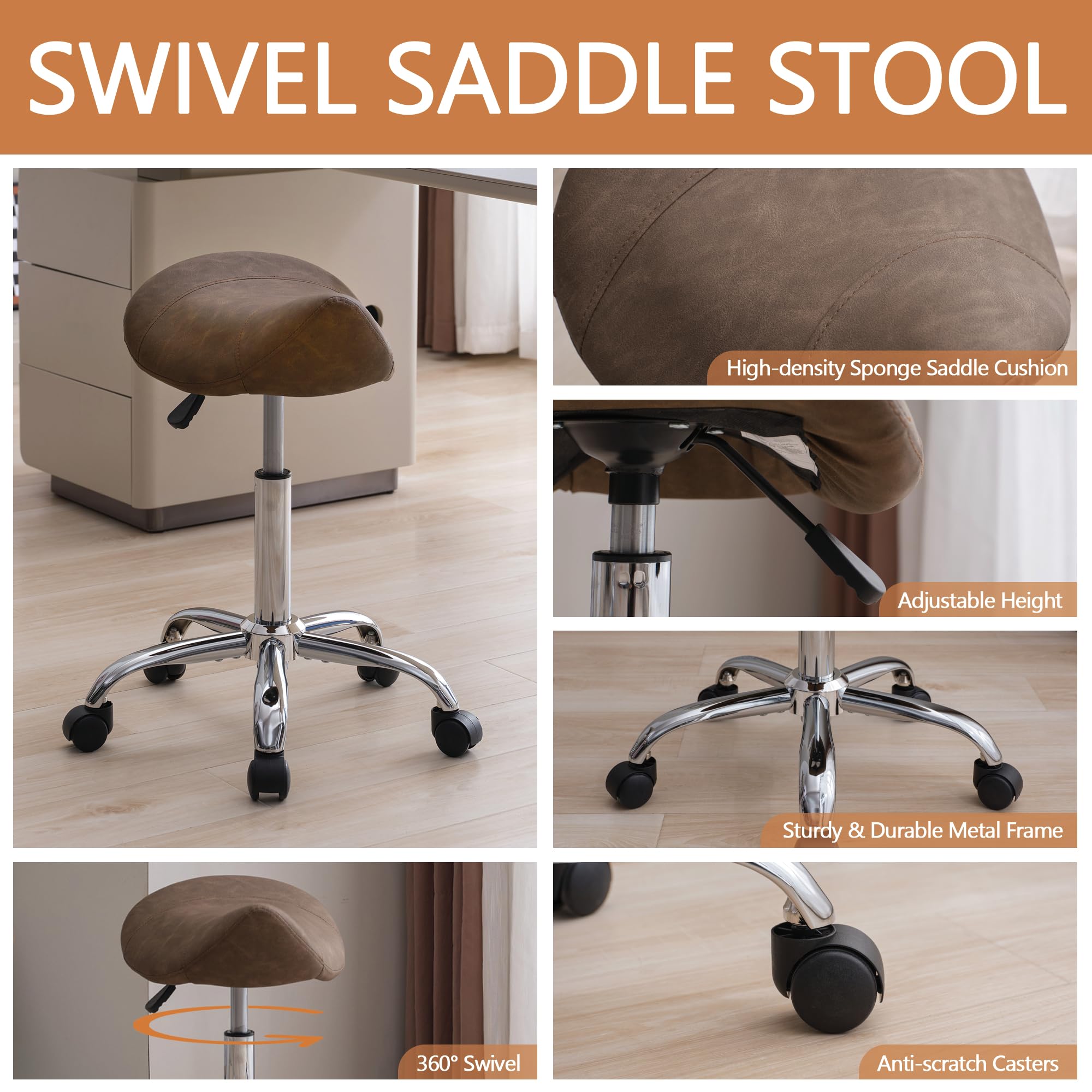 FIRAVOE Saddle Stool ergonomic saddle design supports posture