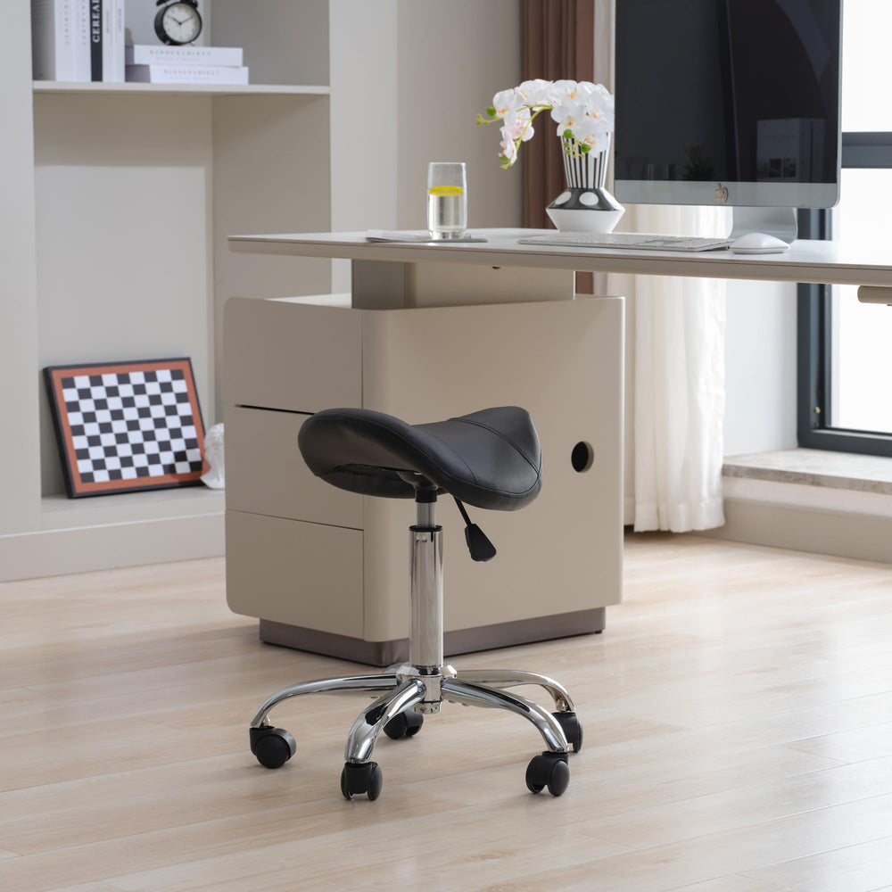 FIRAVOE Saddle Stool five casters glide quietly on floors