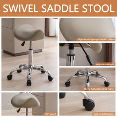 FIRAVOE Saddle Stool PU leather upholstery delivers comfortable, easy-care seating.