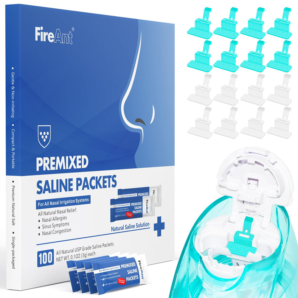 FireAnt Navage-compatible saline packets for convenient nasal rinsing