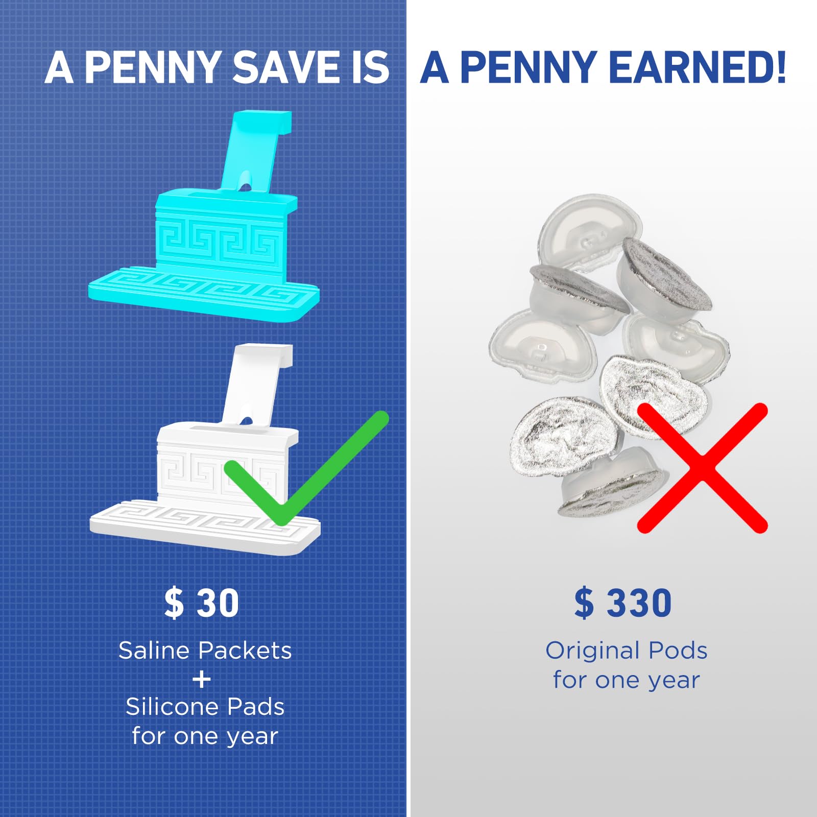 FireAnt white-blue saline care packs present a clean, user-friendly home rinse setup.